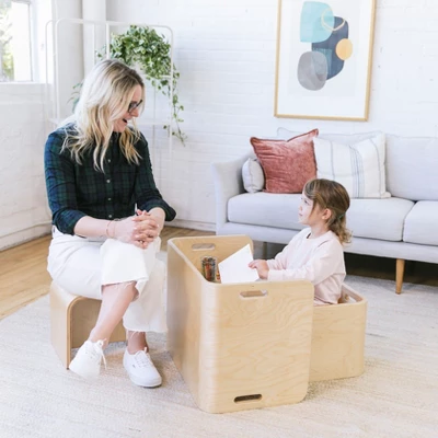 ECR4Kids Premium Bentwood Multipurpose Table And Chair Set, Kids Furniture, Natural, 3-Piece - Image 3