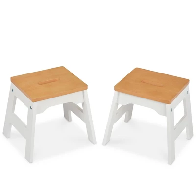 Melissa & Doug Wooden Stools - Set Of 2 - White/Natural - Image 3