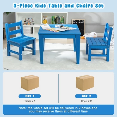 Costway 3PCS Kids Table & 2 Chairs Set Outdoor Heavy-Duty All-Weather Activity Table Set - Image 8