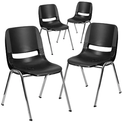 Flash Furniture 4 Pack HERCULES Series 661 Lb. Capacity Ergonomic Shell Stack Chair With 16'' Seat Height - Image 4