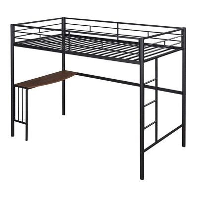 Twin Size Metal Loft Bed With Desk, Ladder And Railing - ModernLuxe - Image 5