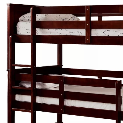 HOMES: Inside + Out Triple Twin Kids' Reece Bunk Bed Dark Walnut - IoHOMES - Image 2