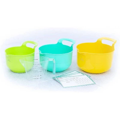 Tovla Jr. 5pc Bowl And Pitcher Set With Recipe Cards Yellow/Green/Teal - Image 2