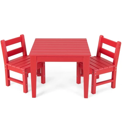 Costway 3PCS Kids Table & 2 Chairs Set Outdoor Heavy-Duty All-Weather Activity Table Set - Image 13