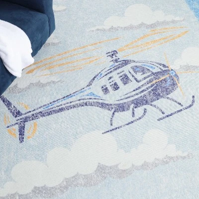 World Traveler Playful Helicopter Kids Playroom Indoor Area Rug By Blue Nile Mills - Image 7
