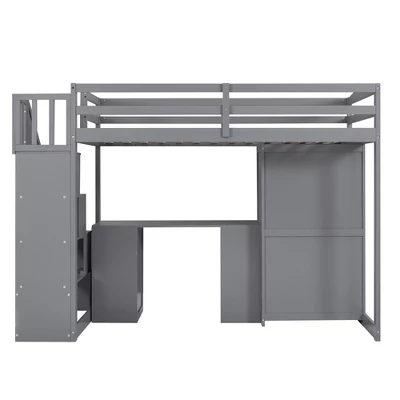 Twin Size Loft Bed With Wardrobe, Staircase, Desk And Storage Drawers - ModernLuxe - Image 7