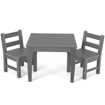 Costway 3PCS Kids Table & 2 Chairs Set Outdoor Heavy-Duty All-Weather Activity Table Set - Image 12