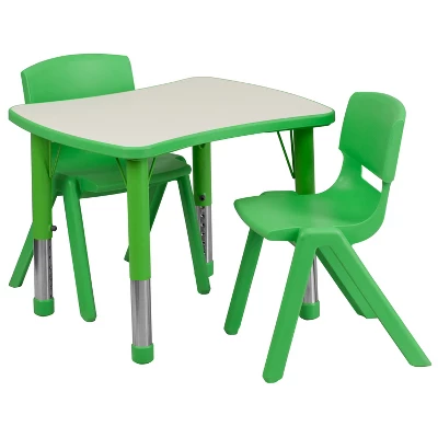 Emma And Oliver 21.875"W X 26.625"L Rectangular Plastic Height Adjustable Activity Table Set With 2 Chairs - Image 12