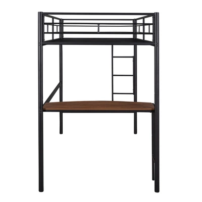 Twin Size Metal Loft Bed With Desk, Ladder And Railing - ModernLuxe - Image 6