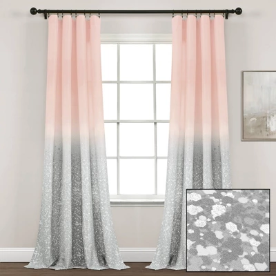 52"x84" Set Of 2 Glitter Ombre Metallic Print Window Curtain Panels - Lush Décor - Image 7