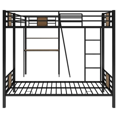 L-Shaped Twin Over Twin Bunk Bed With Twin Size Loft Bed With Desk And Shelf , Brown - ModernLuxe - Image 8