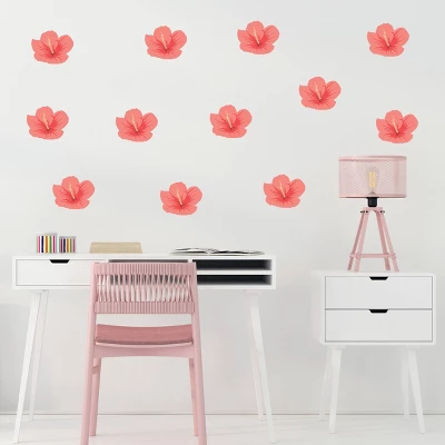 Tropical Flowers (Hibiscus) Wall Decor - Decalcomania - Image 2