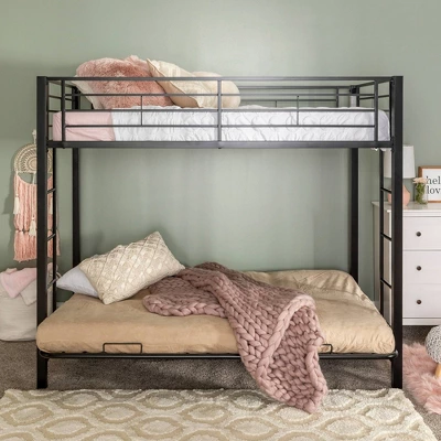 Twin Over Futon Analise Metal Bunk Bed Black - Saracina Home - Image 4