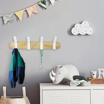 Metal And Wood Hanging Kids' Wall Hooks White - Pillowfort™ - Image 4