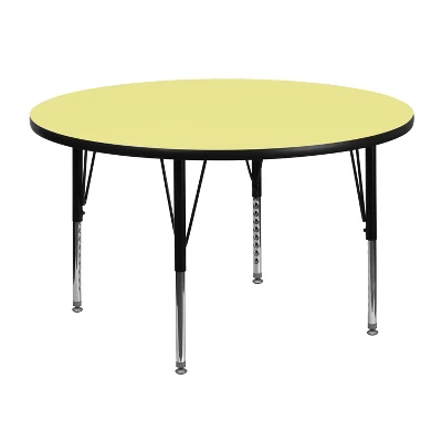 Flash Furniture 48'' Round Thermal Laminate Activity Table - Height Adjustable Short Legs - Image 3
