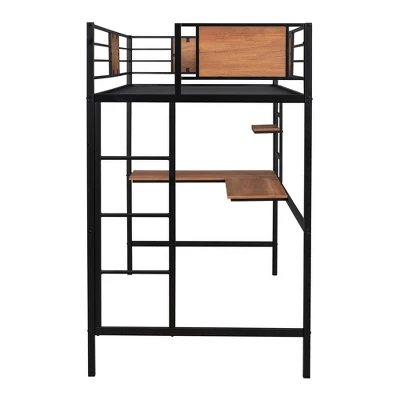 Twin Metal Loft Bed With Desk And Shelve - ModernLuxe - Image 7