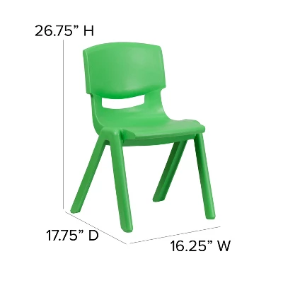 Emma And Oliver 2 Pack Plastic Stackable School Chair With 15.5"H Seat - Image 3
