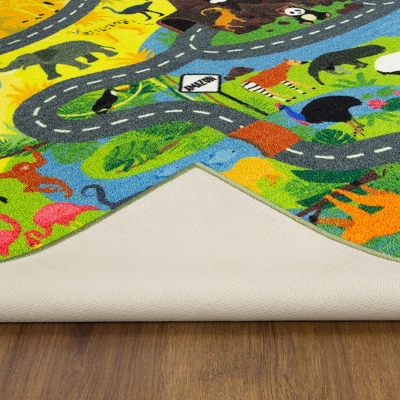 KC CUBS Boy & Girl Kids Animal Safari Car Vehicle Traffic Road Educational Learning & Game Play Nursery Bedroom Classroom Rug Carpet - Image 7