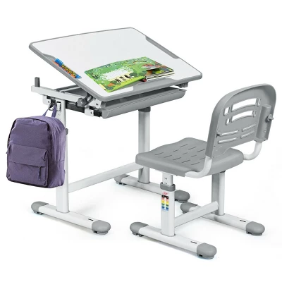 Costway Height Adjustable Children's Desk Chair Set Multifunctional Study Drawing - Image 11