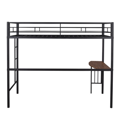 Twin Size Metal Loft Bed With Desk, Ladder And Railing - ModernLuxe - Image 7
