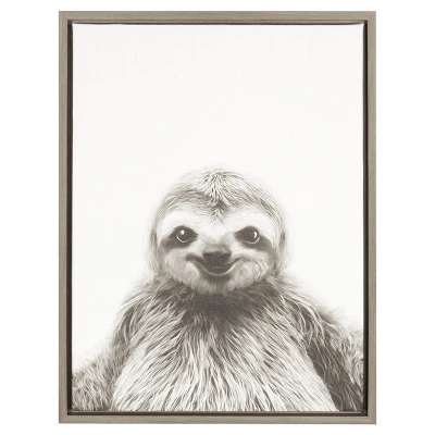 24" X 18" Sloth Framed Canvas Art - Uniek - Image 3