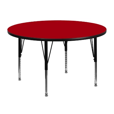 Flash Furniture 48'' Round Thermal Laminate Activity Table - Height Adjustable Short Legs - Image 2