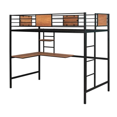 Twin Metal Loft Bed With Desk And Shelve - ModernLuxe - Image 6