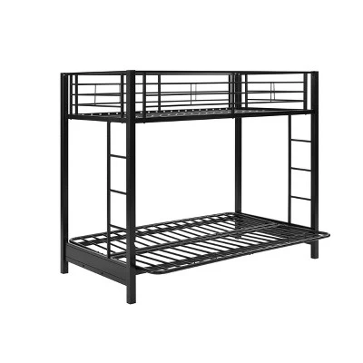 Twin Over Futon Analise Metal Bunk Bed Black - Saracina Home - Image 3