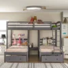 Full Over Twin & Twin Bunk Bed, Gray - ModernLuxe