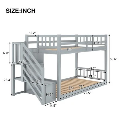 Twin Over Twin Bunk Bed With Storage Ladder - ModernLuxe - Image 2