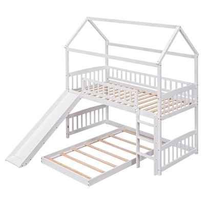 Twin Over Twin Bunk Bed, House Bed With Slide And Ladder-ModernLuxe - Image 3