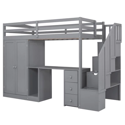 Twin Size Loft Bed With Wardrobe, Staircase, Desk And Storage Drawers - ModernLuxe - Image 6