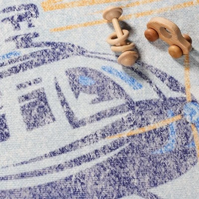 World Traveler Playful Helicopter Kids Playroom Indoor Area Rug By Blue Nile Mills - Image 4