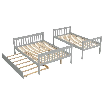 Twin Over Full Bunk Bed With Trundle Bed, Ladder And Safety Rails-ModernLuxe - Image 5