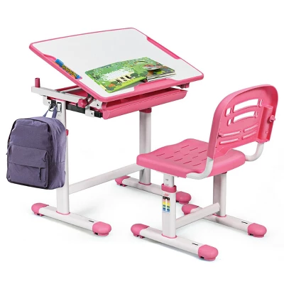 Costway Height Adjustable Children's Desk Chair Set Multifunctional Study Drawing - Image 12