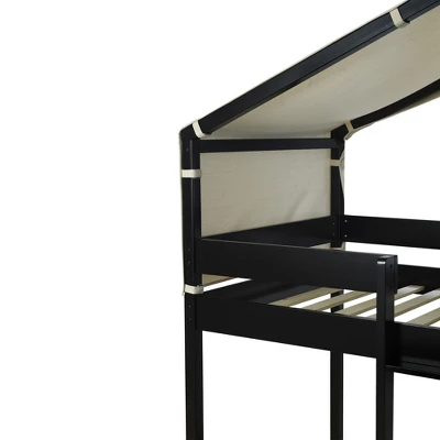 Wood Twin Over Twin Bunk Bed With Tent-ModernLuxe - Image 7