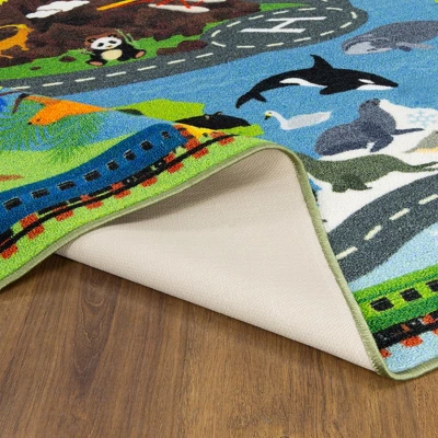 KC CUBS Boy & Girl Kids Animal Safari Car Vehicle Traffic Road Educational Learning & Game Play Nursery Bedroom Classroom Rug Carpet - Image 8