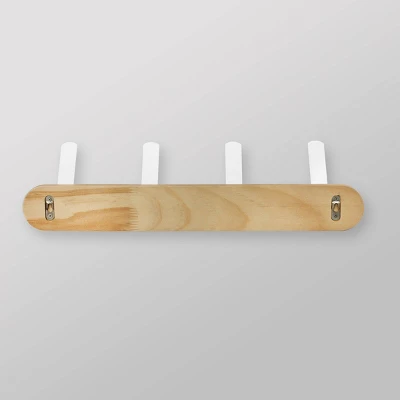 Metal And Wood Hanging Kids' Wall Hooks White - Pillowfort™ - Image 3