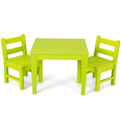 Costway 3PCS Kids Table & 2 Chairs Set Outdoor Heavy-Duty All-Weather Activity Table Set - Image 11