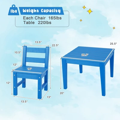 Costway 3PCS Kids Table & 2 Chairs Set Outdoor Heavy-Duty All-Weather Activity Table Set - Image 3