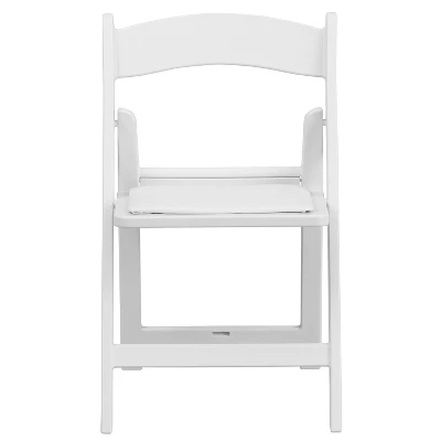 Emma And Oliver 2 Pack Kids White Resin Folding Event Party Chair With Vinyl Padded Seat - Image 3