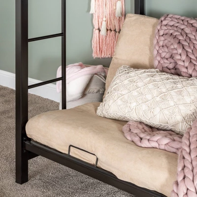 Twin Over Futon Analise Metal Bunk Bed Black - Saracina Home - Image 2