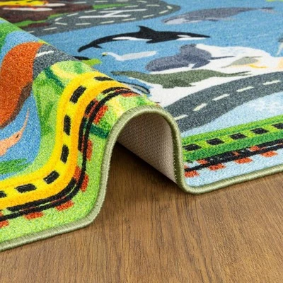 KC CUBS Boy & Girl Kids Animal Safari Car Vehicle Traffic Road Educational Learning & Game Play Nursery Bedroom Classroom Rug Carpet - Image 6
