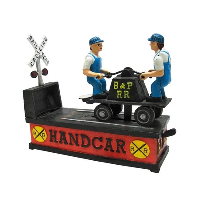 Design Toscano Railroad Handcar Collectors' Die Cast Iron Mechanical Coin Bank - Image 2