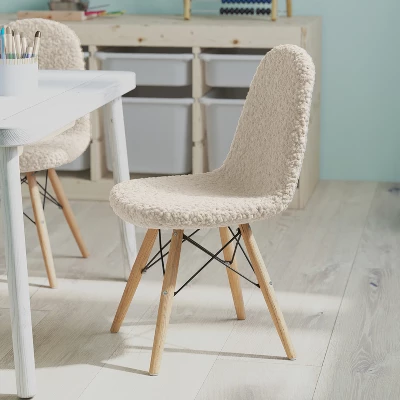 Merrick Lane Set Of 2 Children's Lyon Faux Shearling Accent Chairs, Modern Accent Chair For Bedroom, Entryway, And Living Room