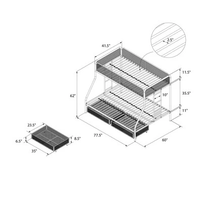 Twin Over Full Jeremy Bunk Bed With Storage Drawers Black - Room & Joy - Image 10