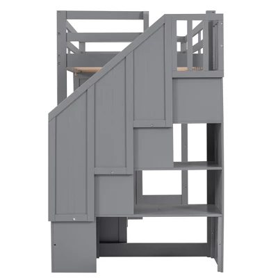 Twin Size Loft Bed With Wardrobe, Staircase, Desk And Storage Drawers - ModernLuxe - Image 8