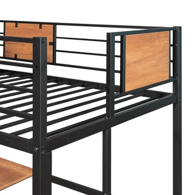 Twin Metal Loft Bed With Desk And Shelve - ModernLuxe - Image 9