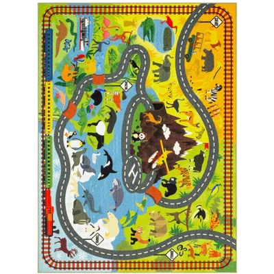 KC CUBS Boy & Girl Kids Animal Safari Car Vehicle Traffic Road Educational Learning & Game Play Nursery Bedroom Classroom Rug Carpet - Image 10