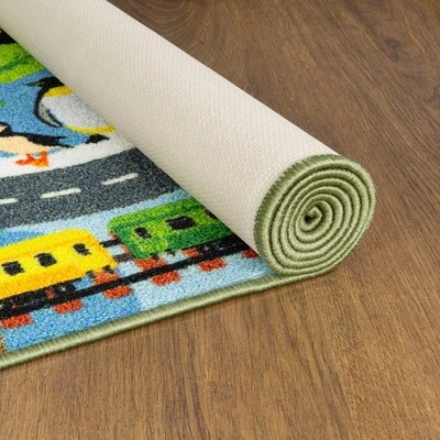 KC CUBS Boy & Girl Kids Animal Safari Car Vehicle Traffic Road Educational Learning & Game Play Nursery Bedroom Classroom Rug Carpet - Image 9